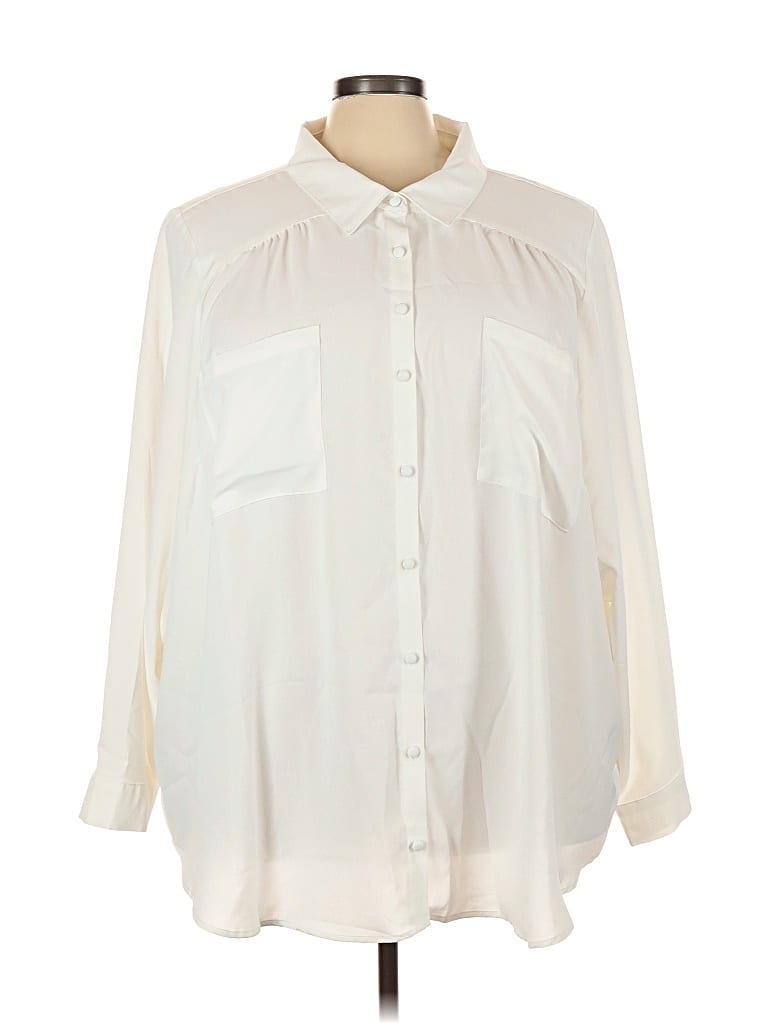Pre-owned Torrid 3/4 Sleeve Blouse In White