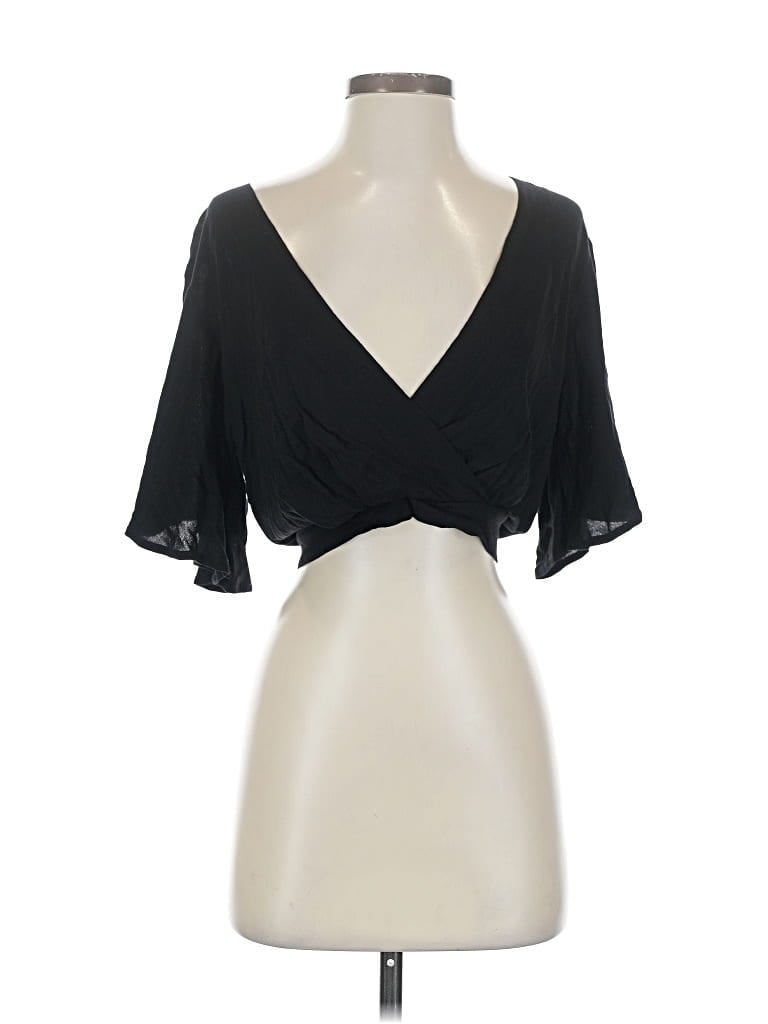 Pre-owned Grade & Gather Tank Top Black Plunge Neckline Tops