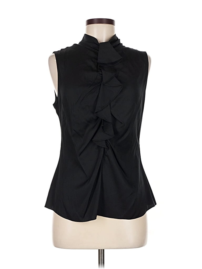 Pre-owned Elie Tahari Sleeveless Silk Top Black Cowl Neck Tops
