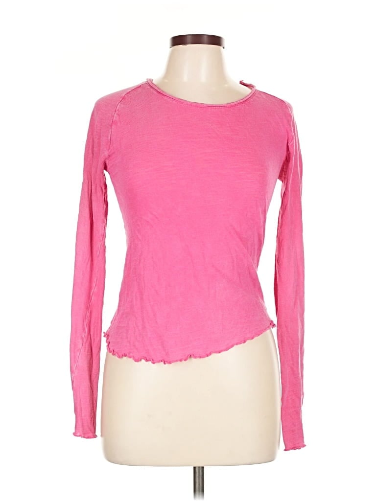 Pre-owned We The Free Long Sleeve Top Pink Sweetheart Neckline Tops