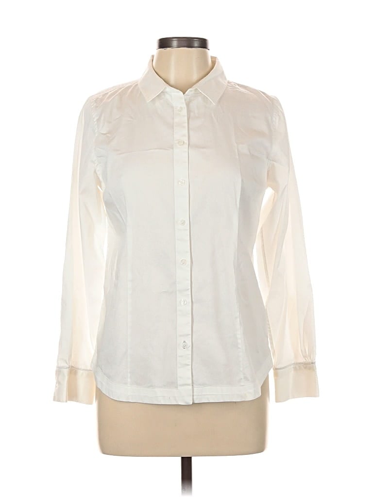 Pre-owned Soft Surroundings Long Sleeve Blouse In White