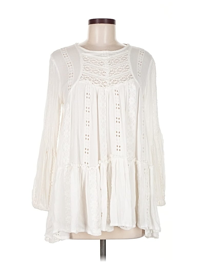 Pre-owned Free People Long Sleeve Blouse In White