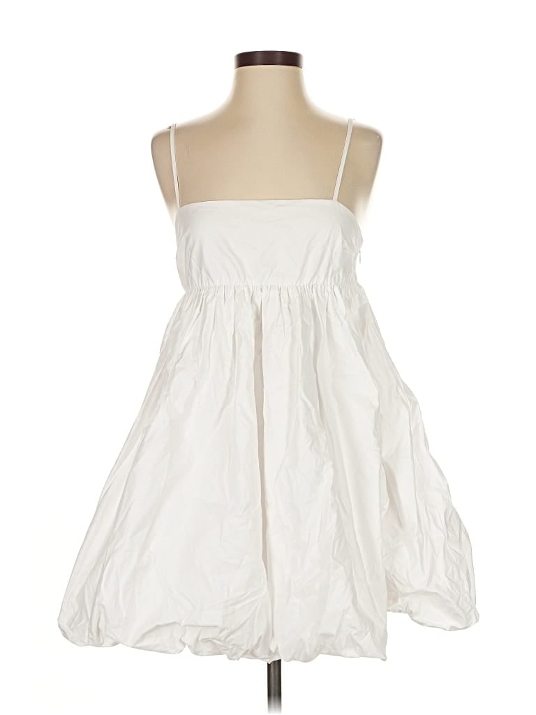 Pre-owned Solid & Striped Casual Dress In White