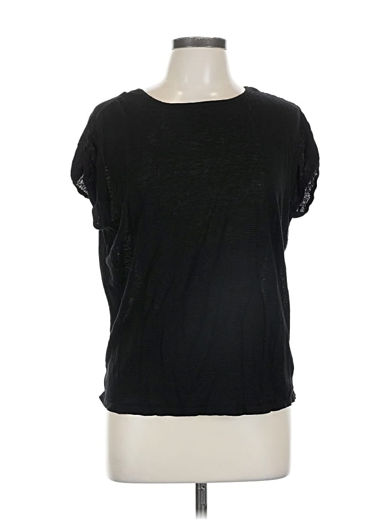 Pre-owned Nic + Zoe Short Sleeve Top Black Scoop Neck Tops