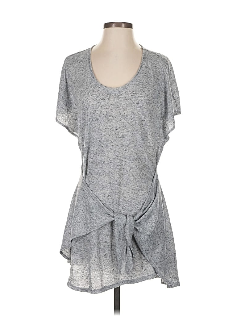 Pre-owned Rebecca Taylor Short Sleeve Top Gray Keyhole Neckline Tops