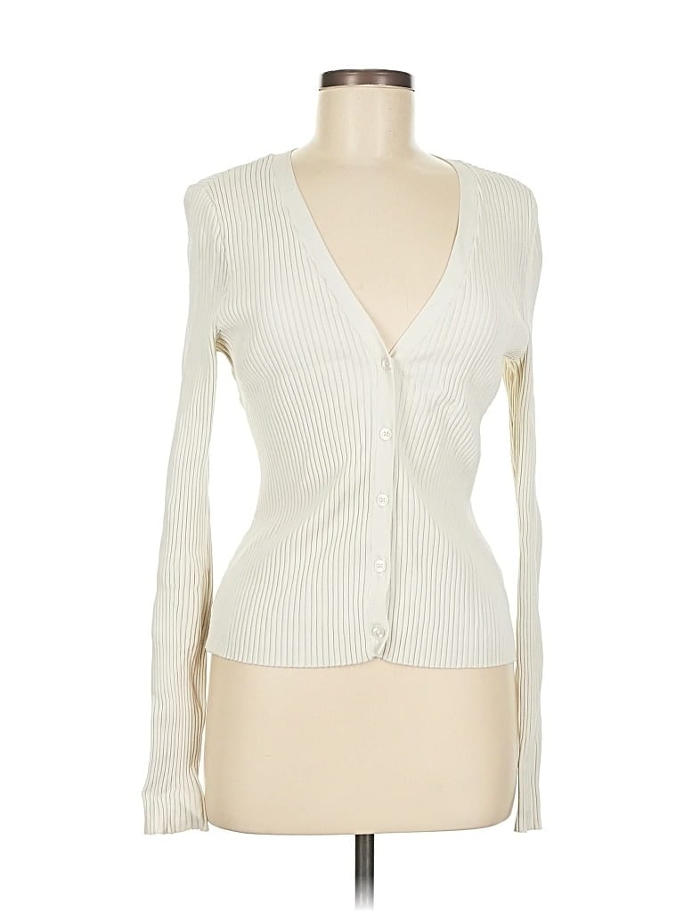 Pre-owned Good American Cardigan Sweater In White