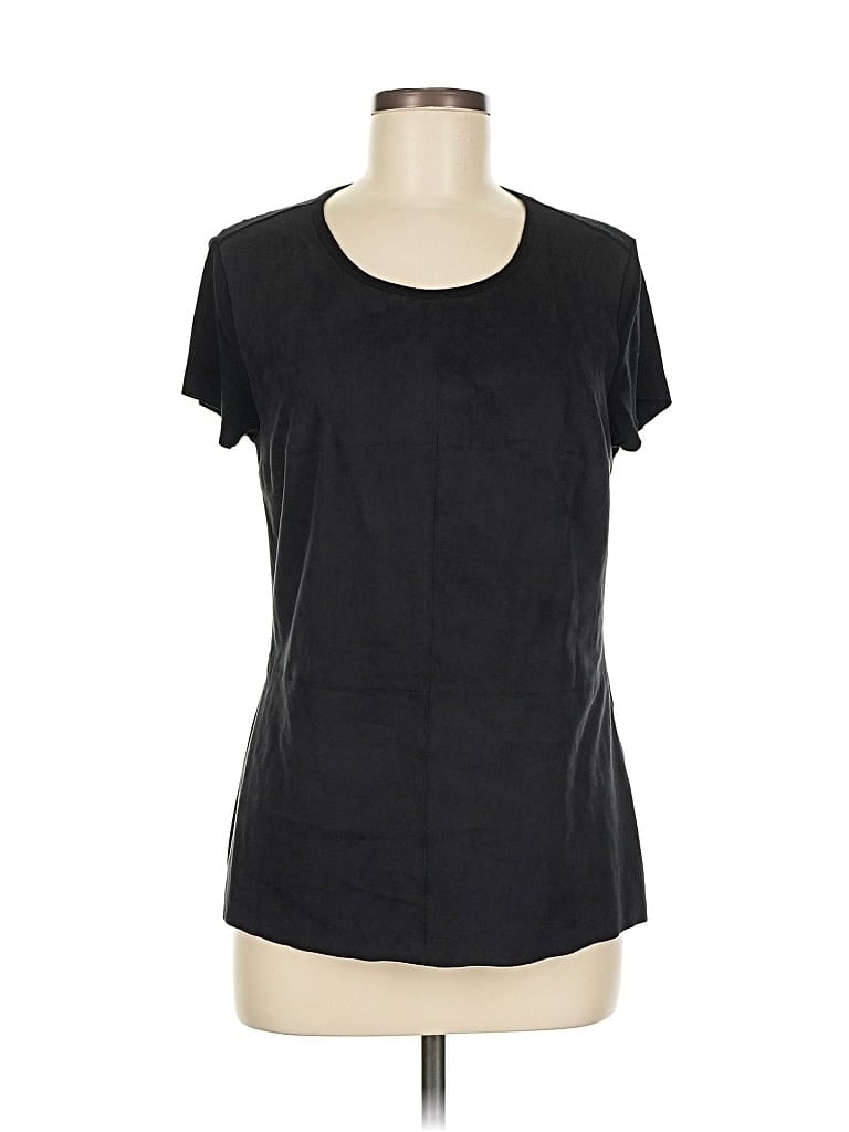 Pre-owned Vince Camuto Short Sleeve Top Black Scoop Neck Tops