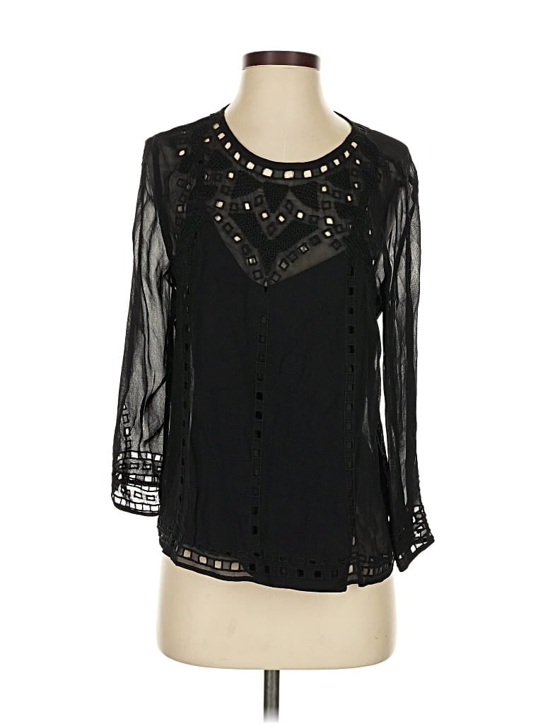 Pre-owned Joie 3/4 Sleeve Blouse In Black