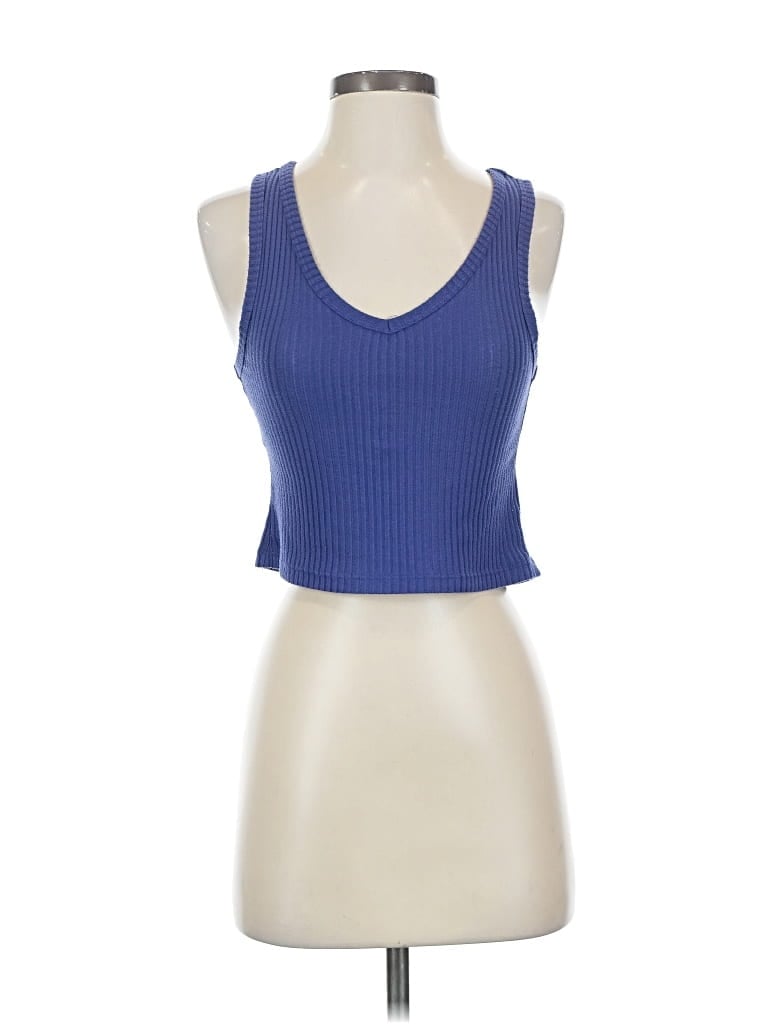 Pre-owned Double Zero Tank Top Blue Strapless Neckline Tops