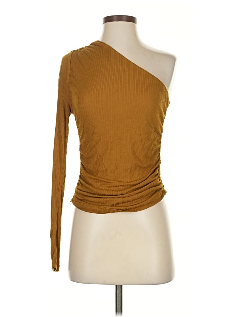 Pre-owned Veronica Beard Long Sleeve Top Brown One Shoulder Neckline Tops