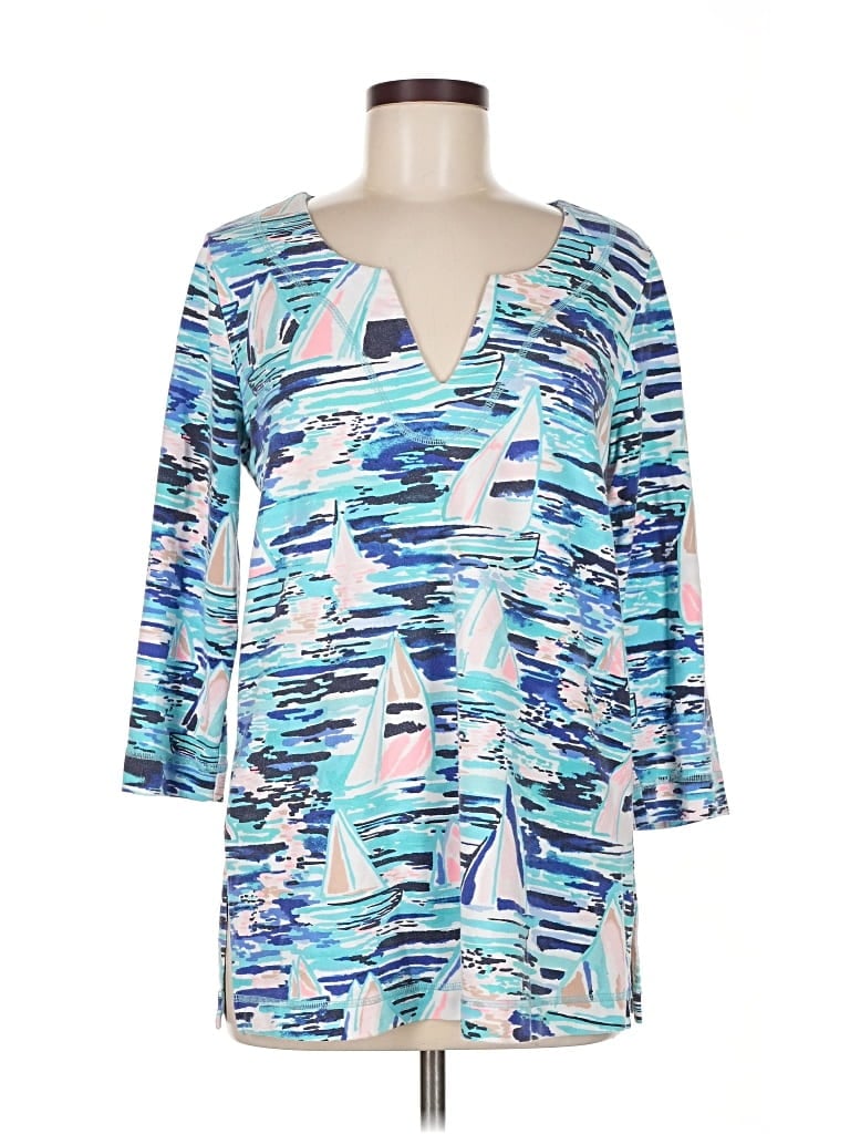 Pre-owned Lilly Pulitzer 3/4 Sleeve Blouse In Blue