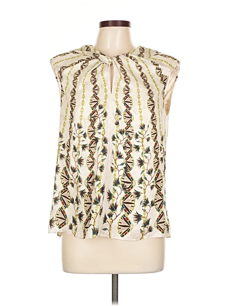 Saloni Sleeveless Silk Top Ivory Halter Neckline Tops In White