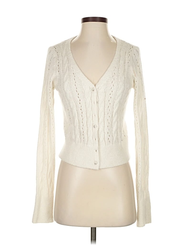 Pre-owned Abercrombie & Fitch Cardigan Sweater In White