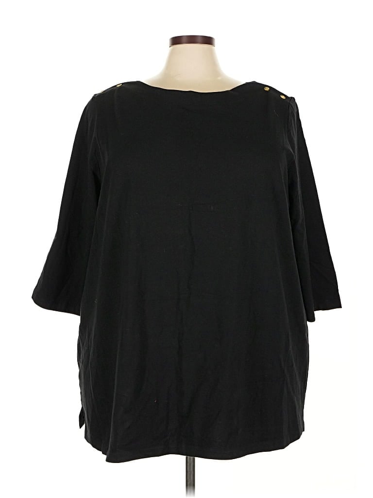 Pre-owned Jessica London 3/4 Sleeve Top Black Boatneck Tops