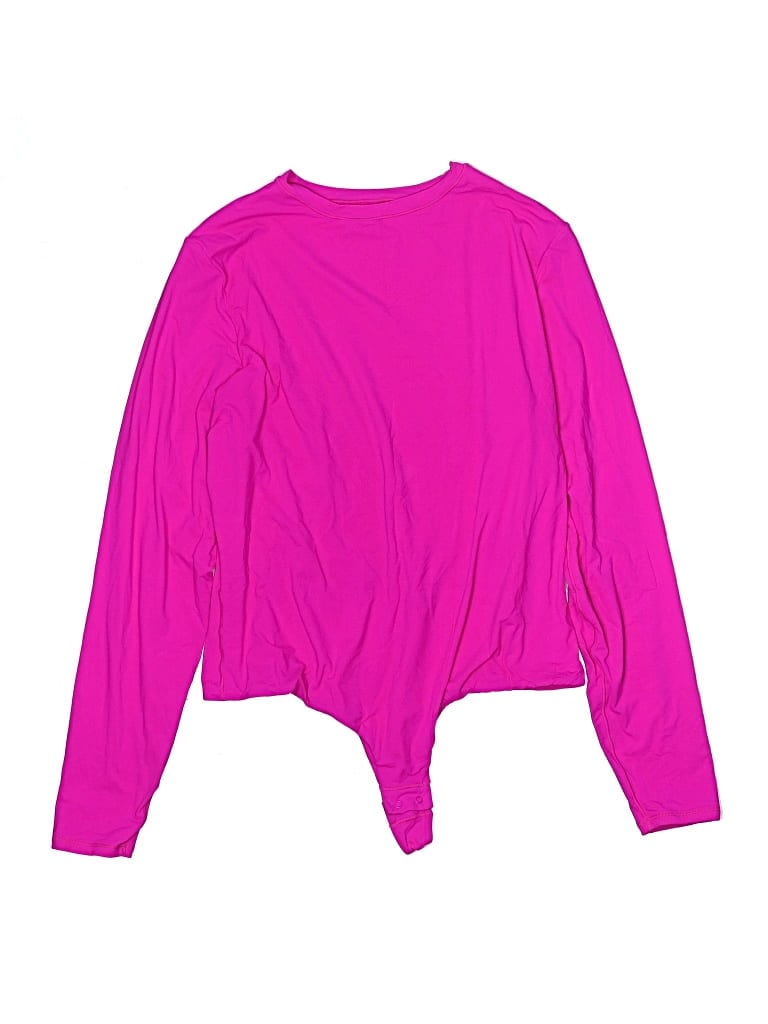 Pre-owned Skims Long Sleeve Top Pink Keyhole Neckline Tops