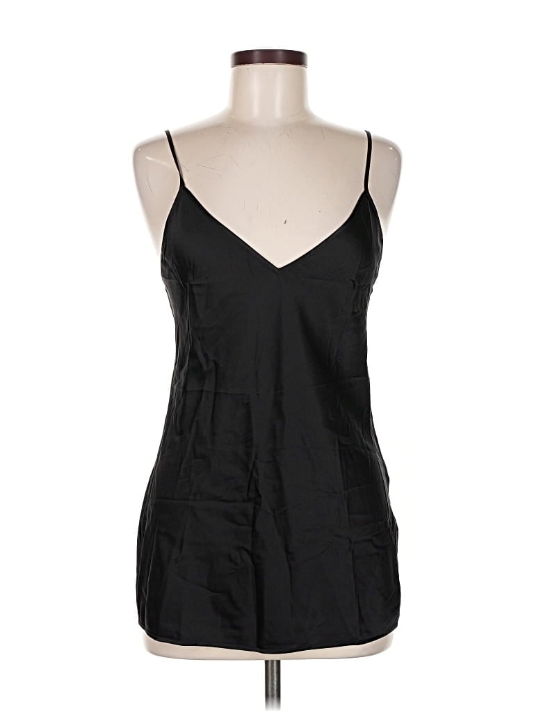 Pre-owned Max Mara Sleeveless Silk Top Black Plunge Neckline Tops