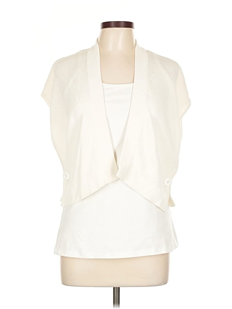 Pre-owned Doncaster Collection Cardigan Sweater In White