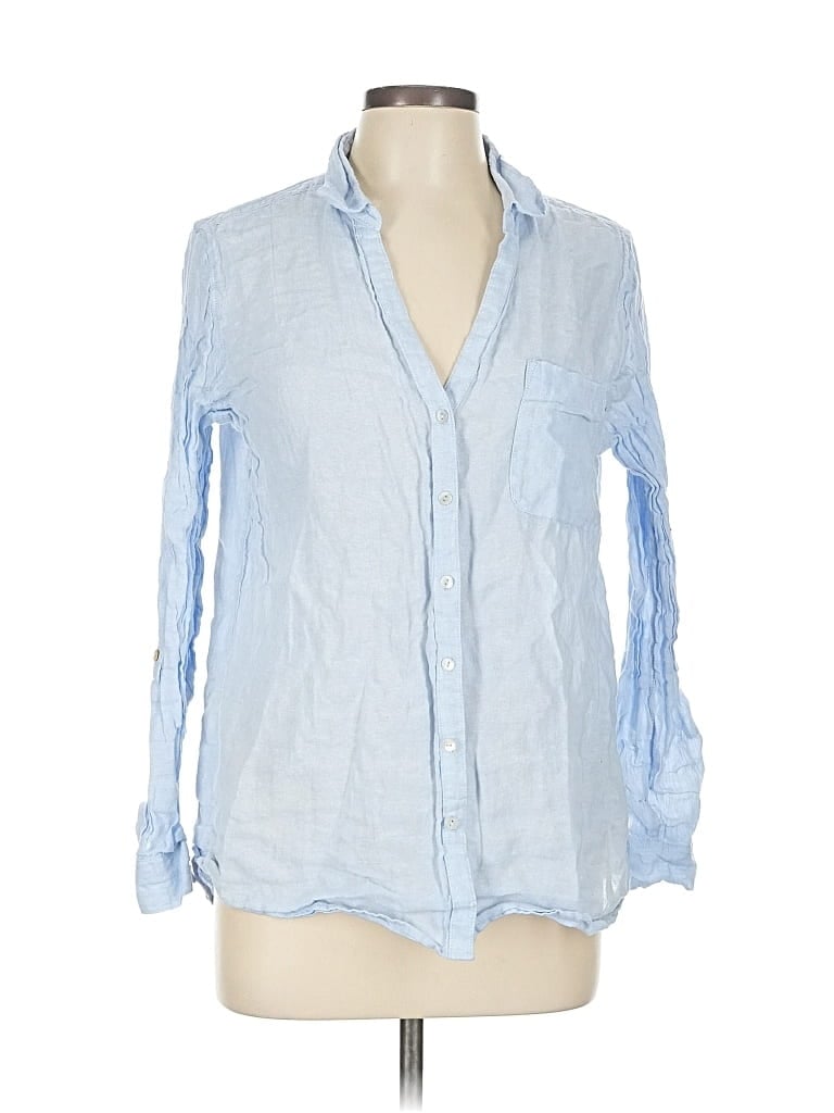 Pre-owned Sigrid Olsen Long Sleeve Blouse In Blue