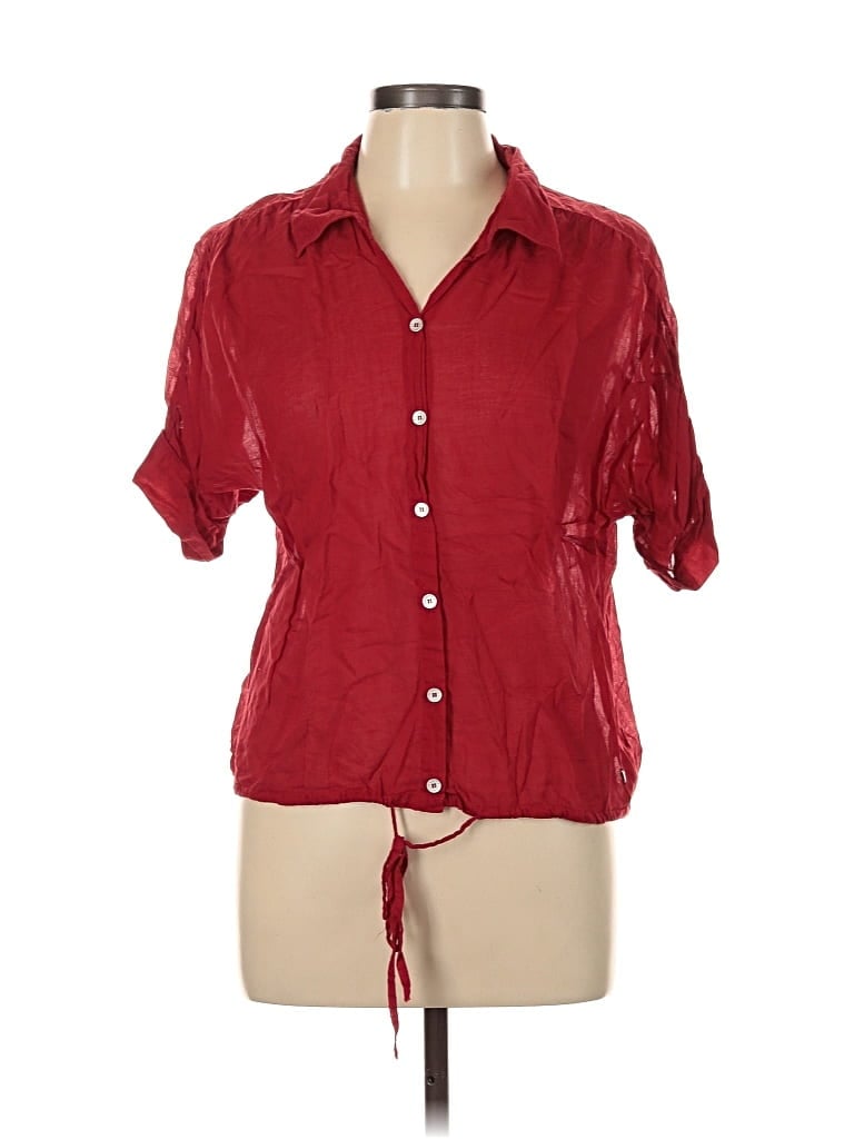 Pre-owned Guess Short Sleeve Blouse In Red