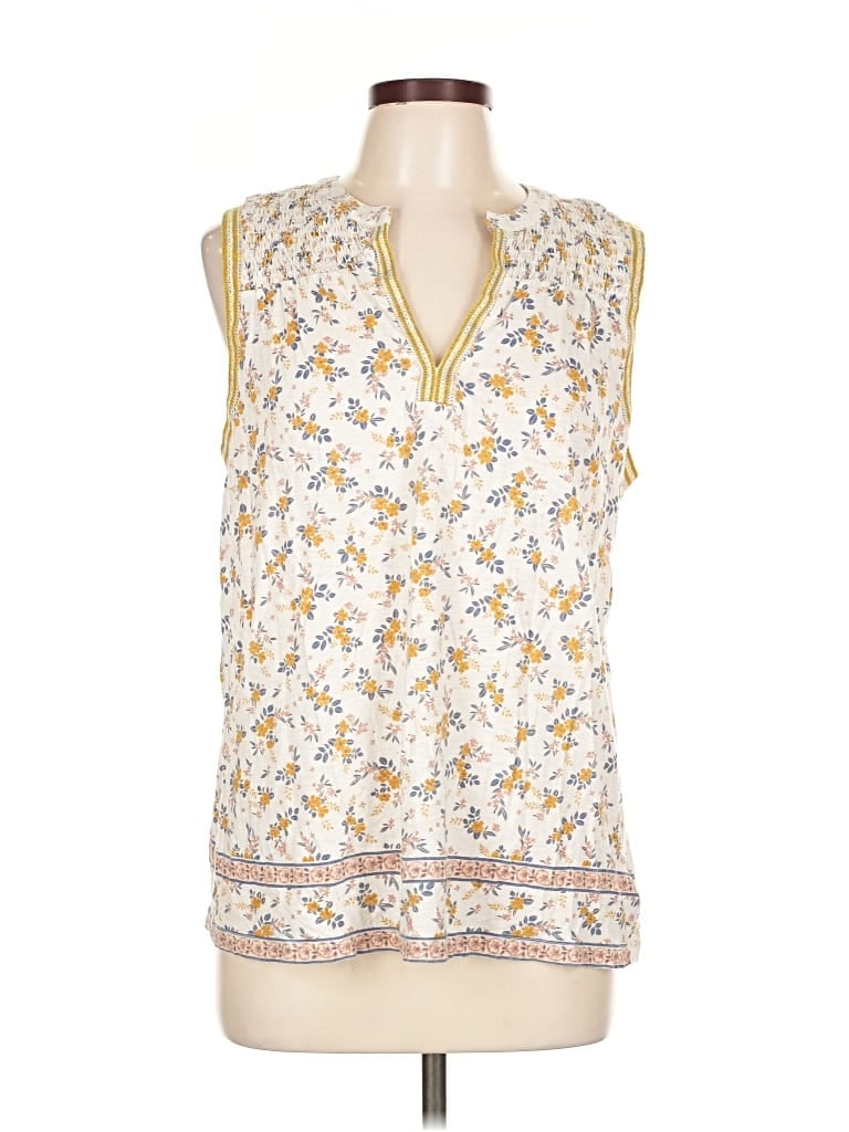 Pre-owned Lucky Brand Sleeveless Blouse In Yellow