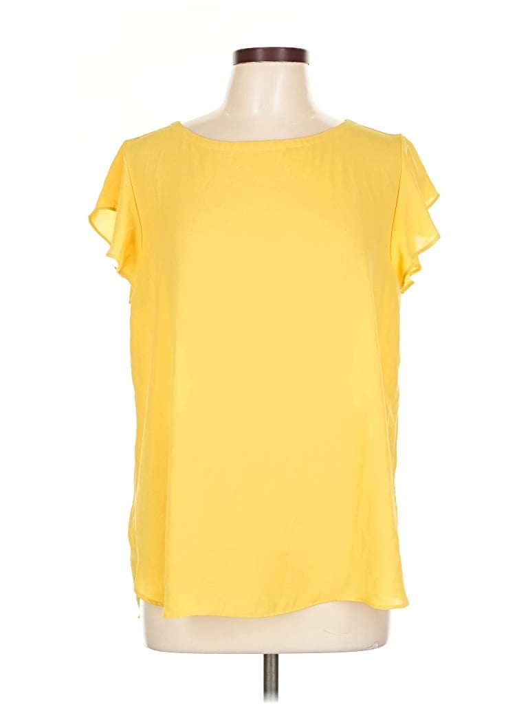 Pre-owned Ann Taylor Loft Outlet Short Sleeve Blouse In Yellow