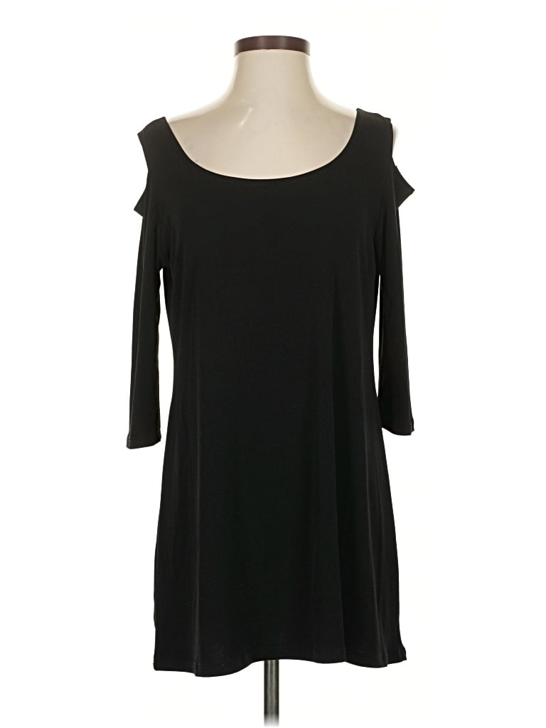 Pre-owned Clara Sun Woo 3/4 Sleeve Top Black Cold Shoulder Neckline Tops