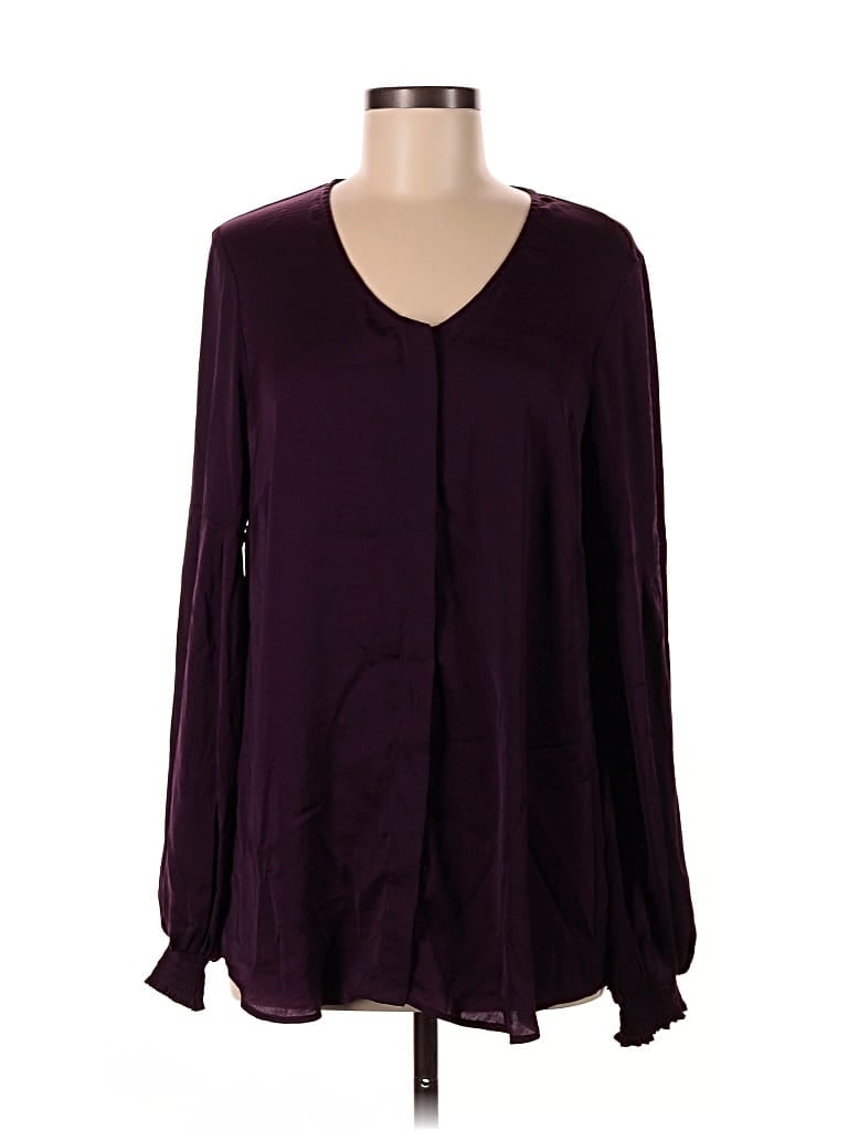 Pre-owned Cabi Long Sleeve Blouse In Burgundy