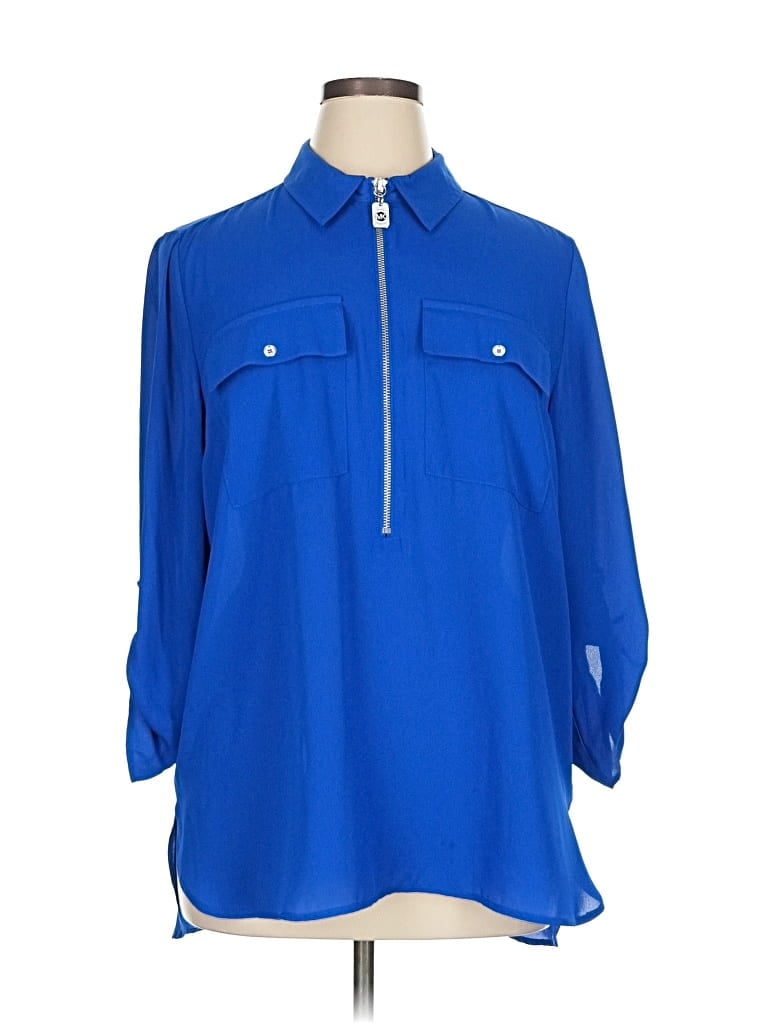 Pre-owned Michael Michael Kors 3/4 Sleeve Blouse In Blue