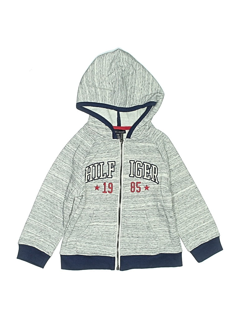 Pre-owned Tommy Hilfiger Kids' Zip Up Hoodie In Silver
