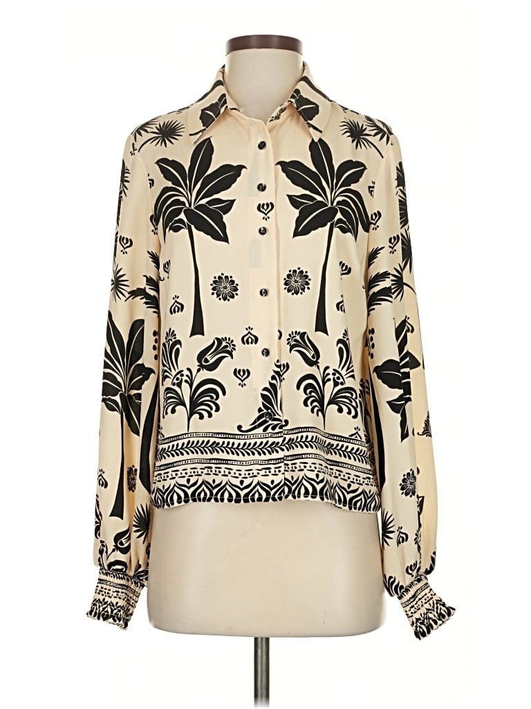 Pre-owned Cabi Long Sleeve Blouse In White