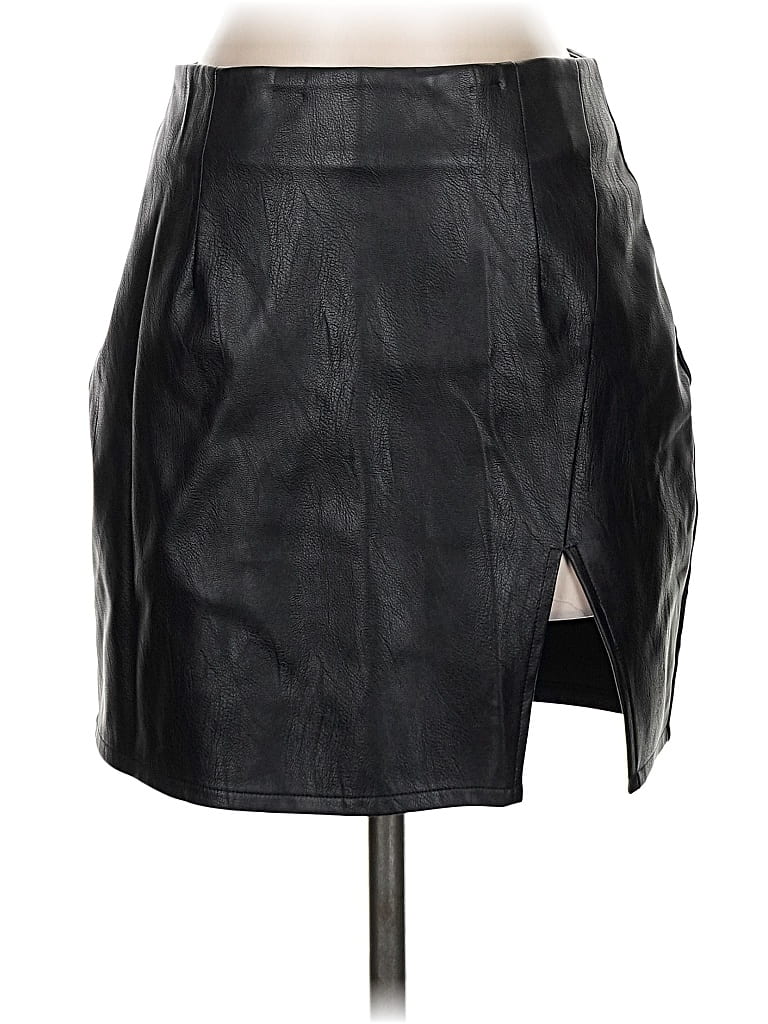Pre-owned Superdown Faux Leather Skirt In Black