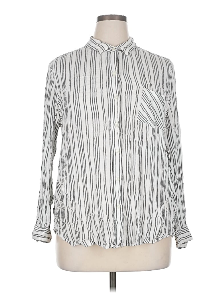 Pre-owned Lucky Brand Long Sleeve Button Down Shirt In Silver