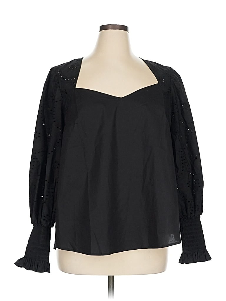 Pre-owned Eloquii Elements Long Sleeve Blouse In Black