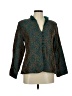 Anu by Natural 100% Silk Print Teal Silk Blazer Size M - photo 1