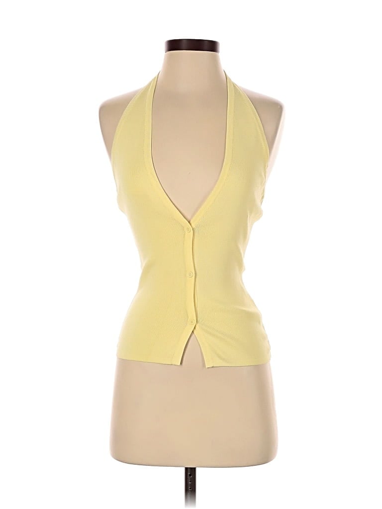 Pre-owned Lioness Tank Top Yellow Plunge Neckline Tops