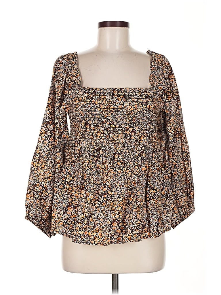 Pre-owned Madewell 3/4 Sleeve Blouse In Brown