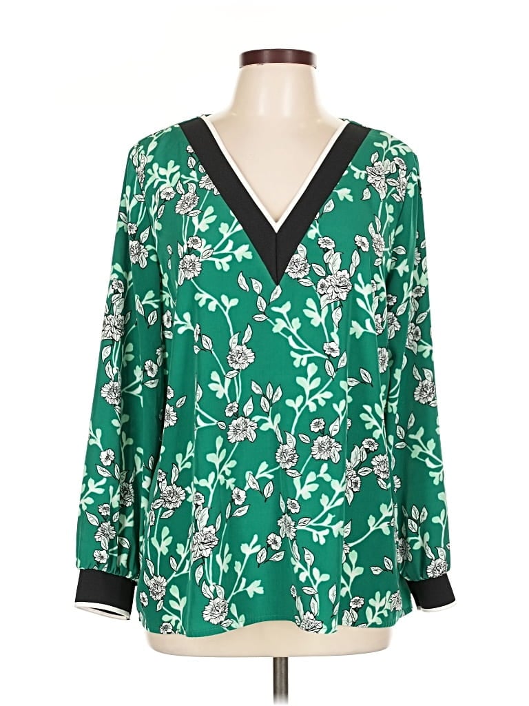Pre-owned Alfani Long Sleeve Blouse In Green