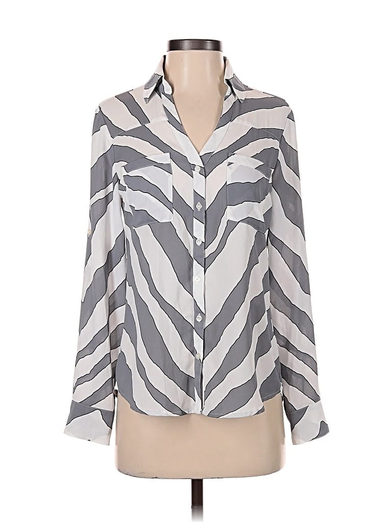 Pre-owned Express Long Sleeve Blouse In Gray