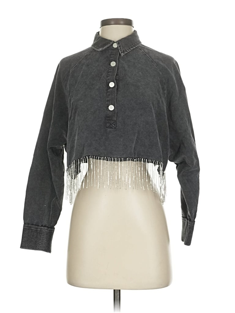 Pre-owned Blue B Long Sleeve Blouse In Gray