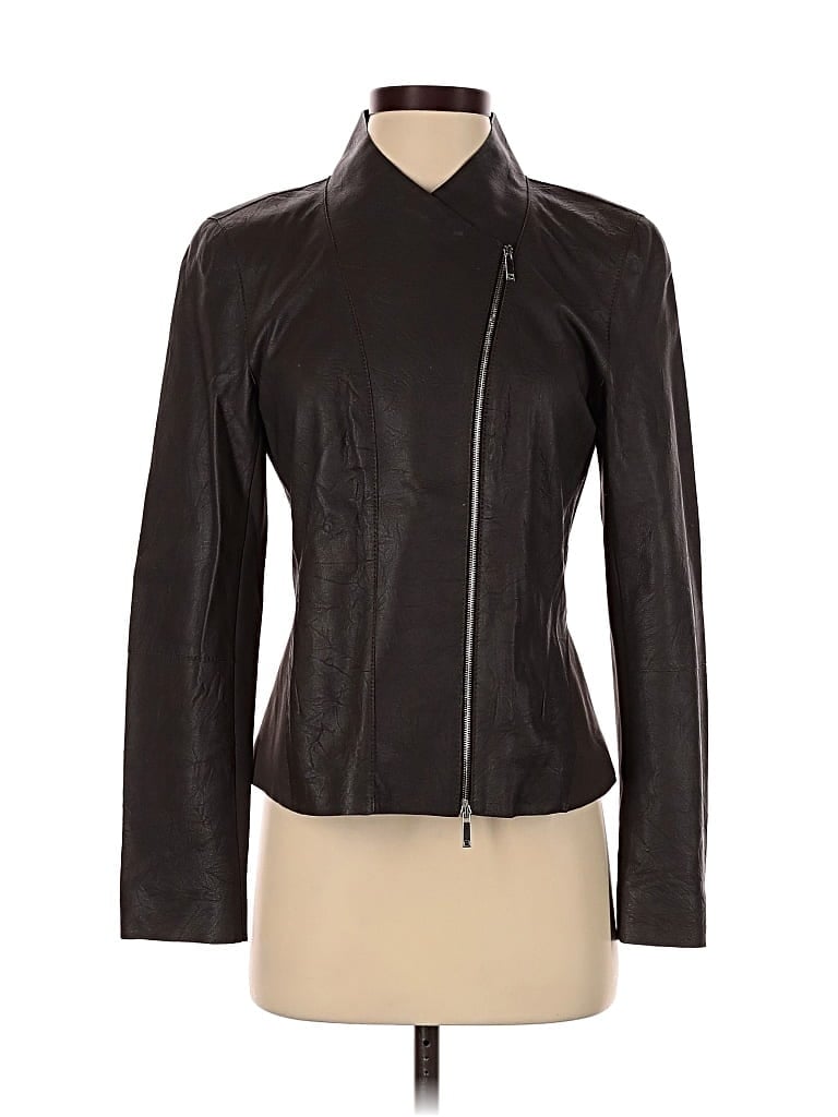 Pre-owned Lafayette 148 Leather Jacket In Black