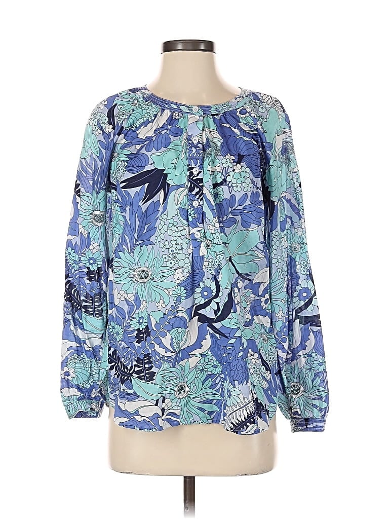 Pre-owned Talbots Long Sleeve Blouse In Blue