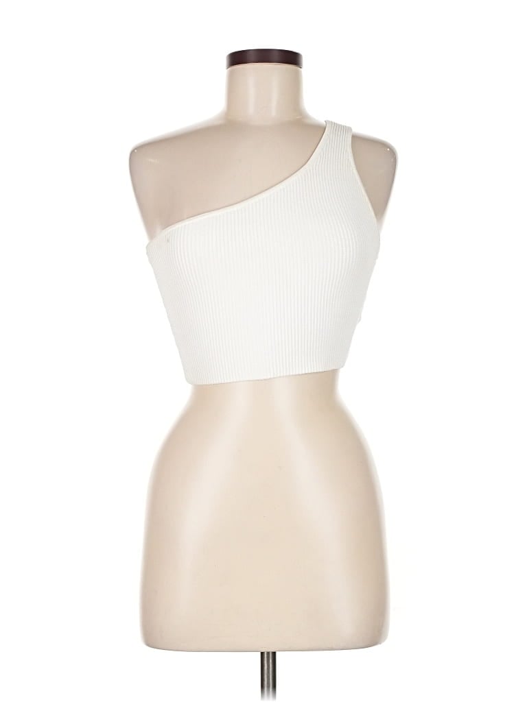 BABATON Pre-owned Tank Top Ivory One Shoulder Neckline Tops In White