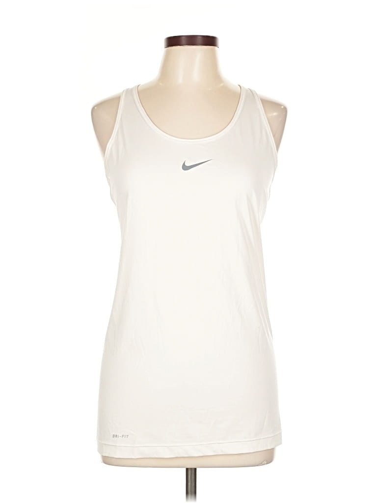 Pre-owned Nike Sleeveless Top Ivory Scoop Neck Tops In White