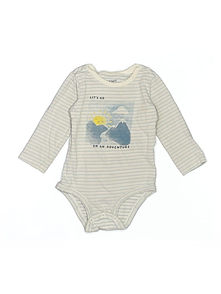 Pre-owned Carter's Kids' Long Sleeve Onesie In White