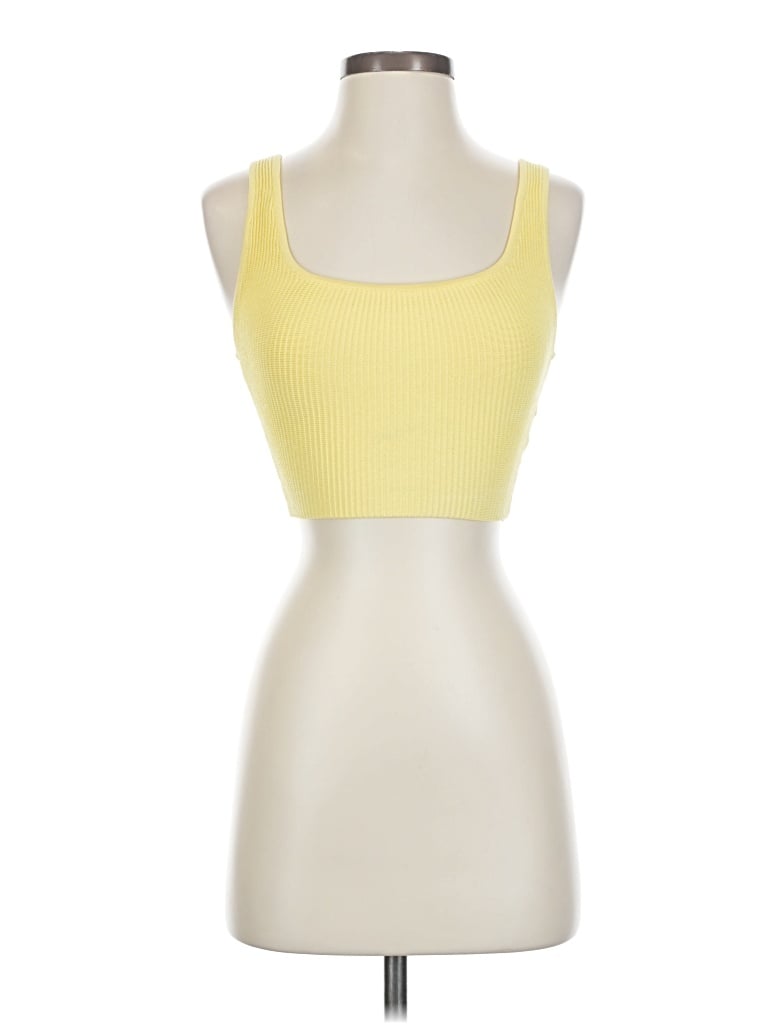 Pre-owned Babaton Tank Top Yellow Strapless Neckline Tops
