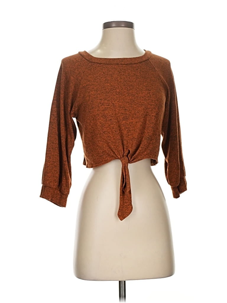 Pre-owned Electric Yoga 3/4 Sleeve T-shirt In Brown