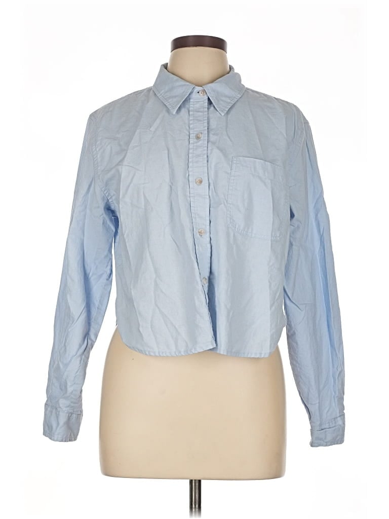 Pre-owned Universal Thread Long Sleeve Button Down Shirt In Blue