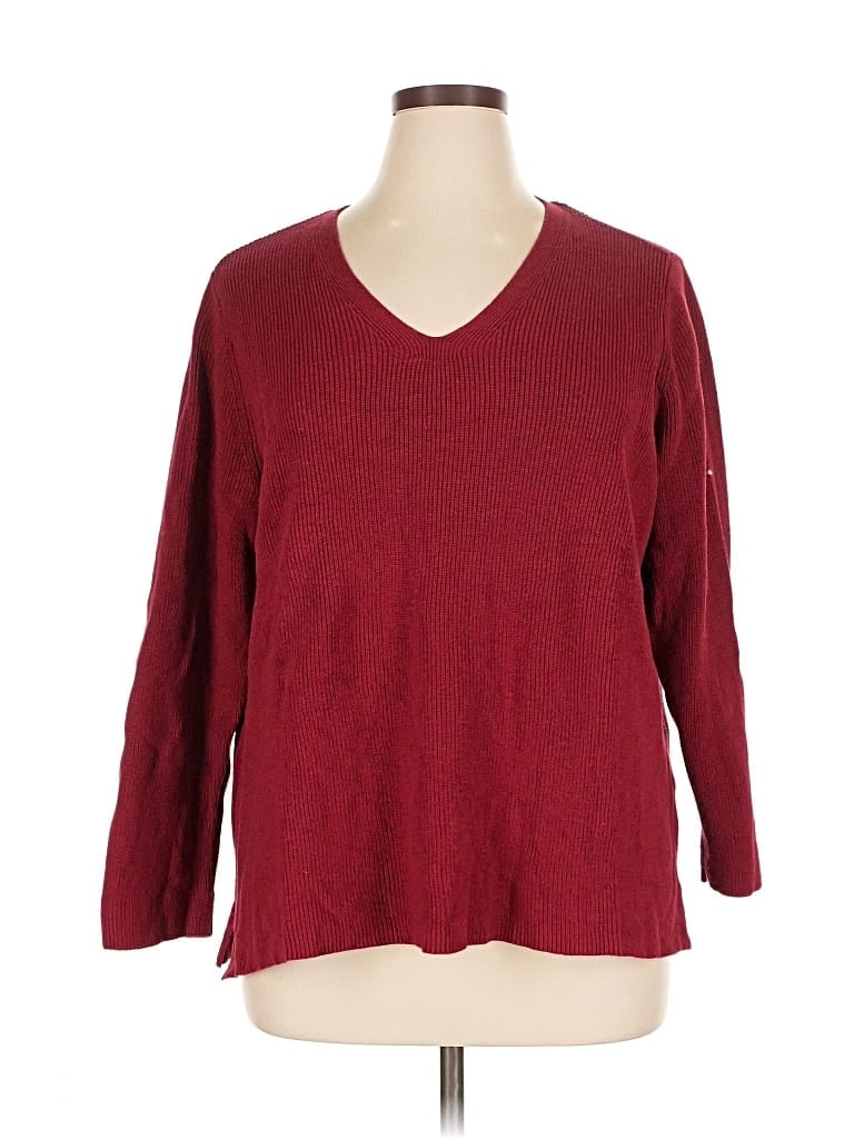 Pre-owned Jjill Pullover Sweater In Burgundy