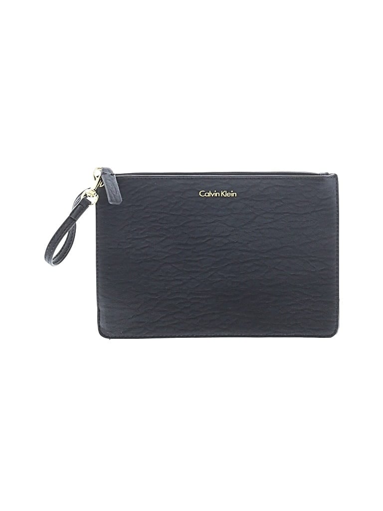 Pre-owned Calvin Klein Leather Wristlet In Black