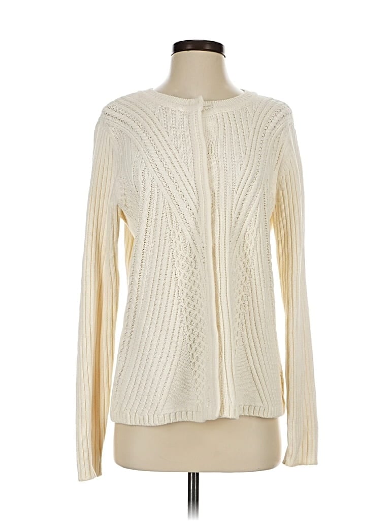 Pre-owned Isaac Mizrahi Live Cardigan Sweater In White